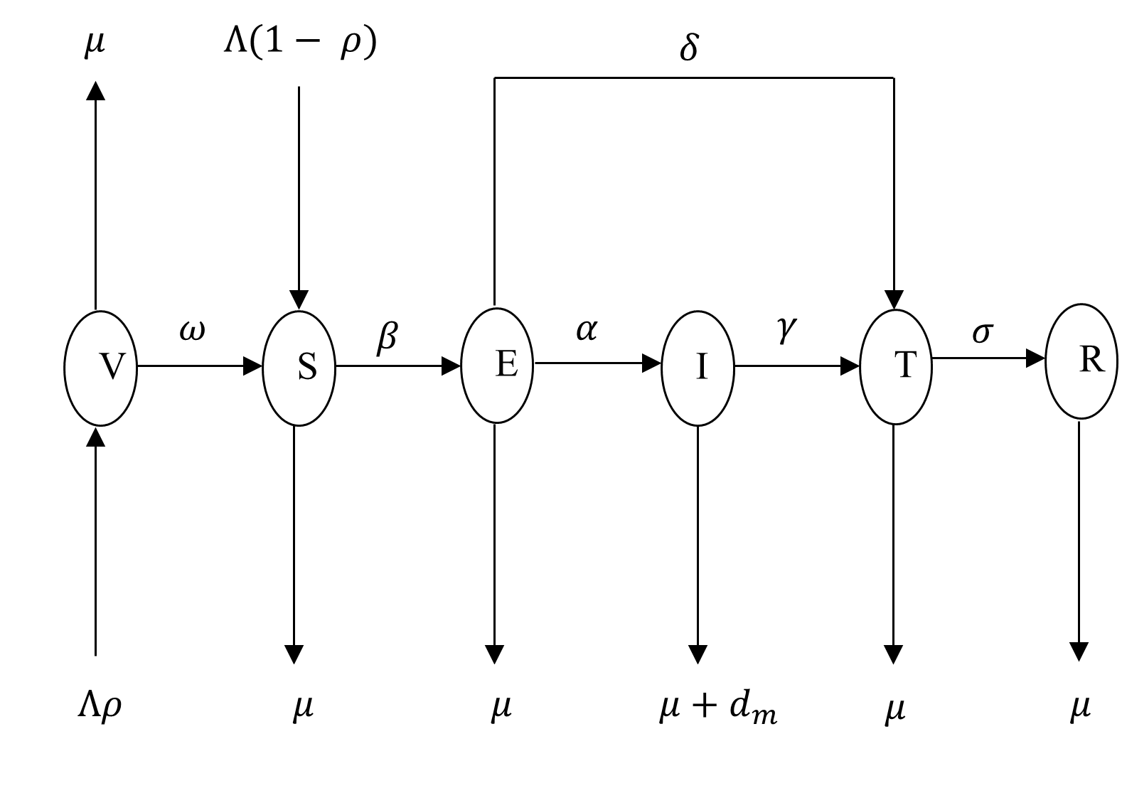 Schematic Diagram for the Spread and Control of Measles