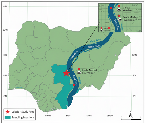 Map of Nigeria Showing Kogi State and Study Area Locations in Lokoja