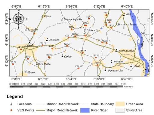 Map of the Study Area Showing VES Stations