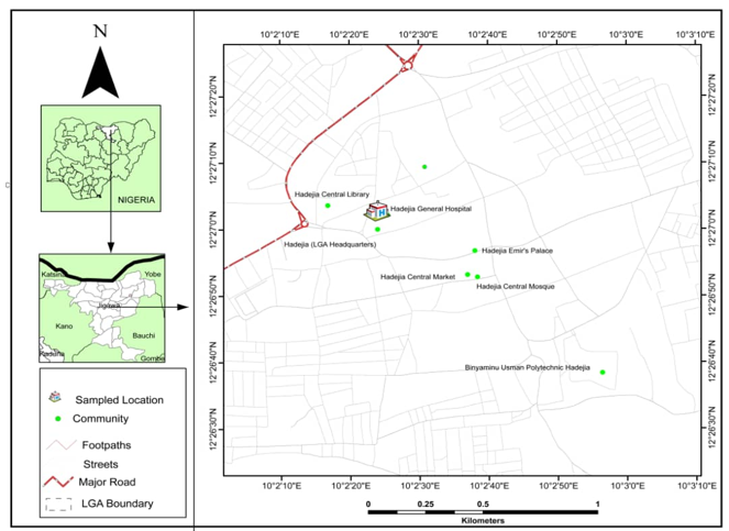 Map of Hadejia Showing Hadejia General Hospital