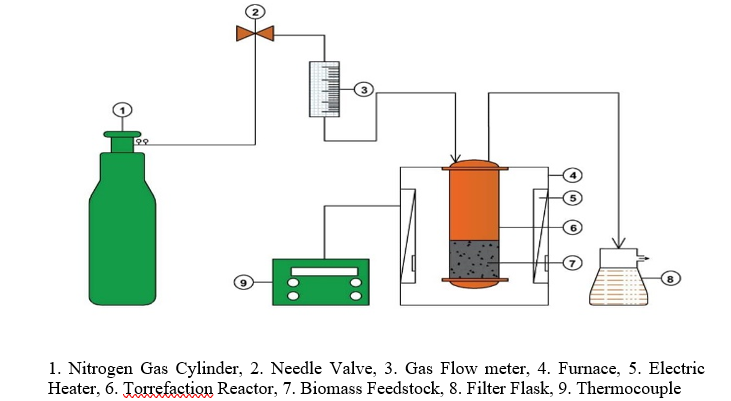 Schematic Diagram of the Experimental Setup for Torrefaction