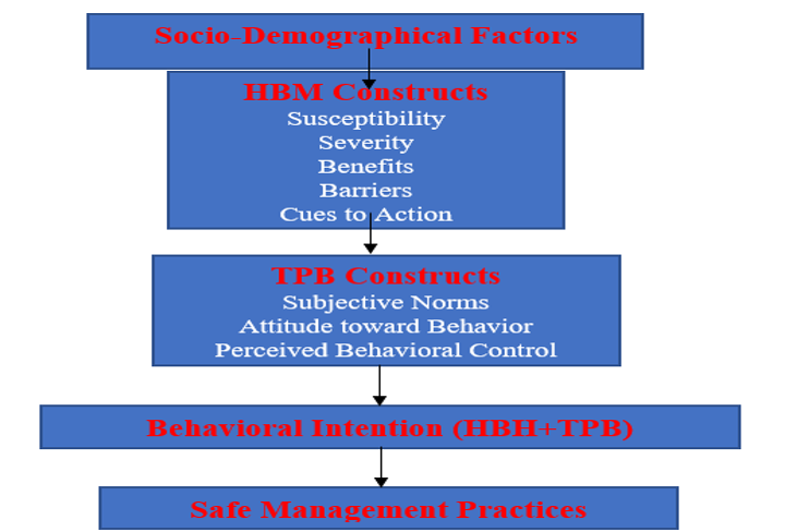 Conceptual Framework Showing the Integration of Health Belief Model and Theory of Planned Behavior in Explaining Mold-prevention Behavior among Households in Jigawa State, Nigeria