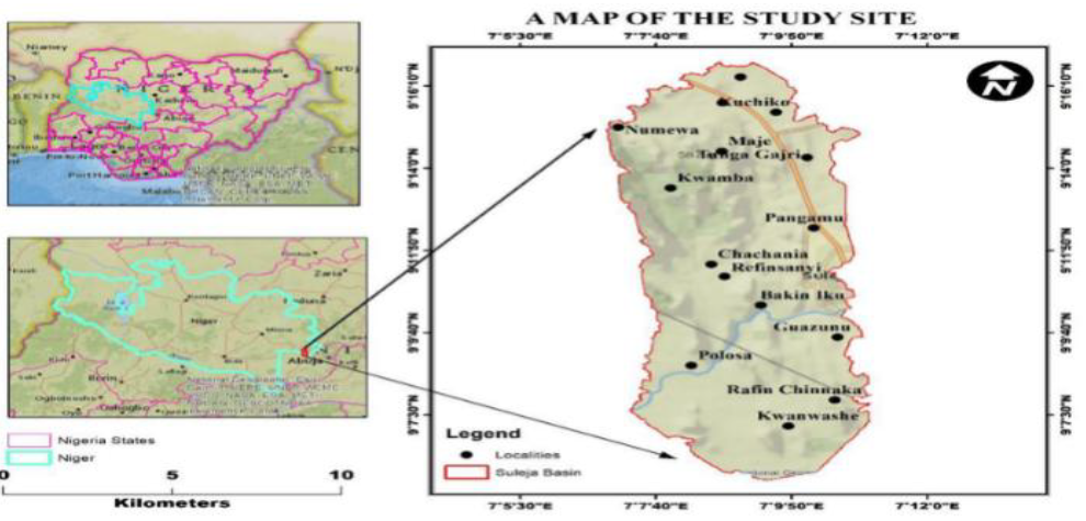 Map of Nigeria showing Suleja LGA (the Study Area). Source: Atemoagbo et al., (2024)