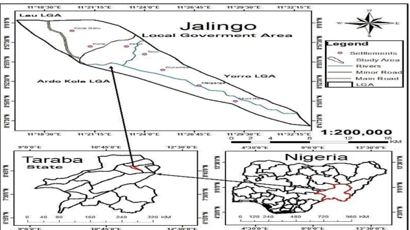Map of Taraba State showing Jalingo Local Government Area