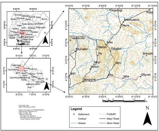 The Location Map of Study Area Covering Sheet 226 Kiri SW